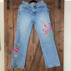 Sloan St. embroidered high waist jeans.Super cute and the little wear is style🤣